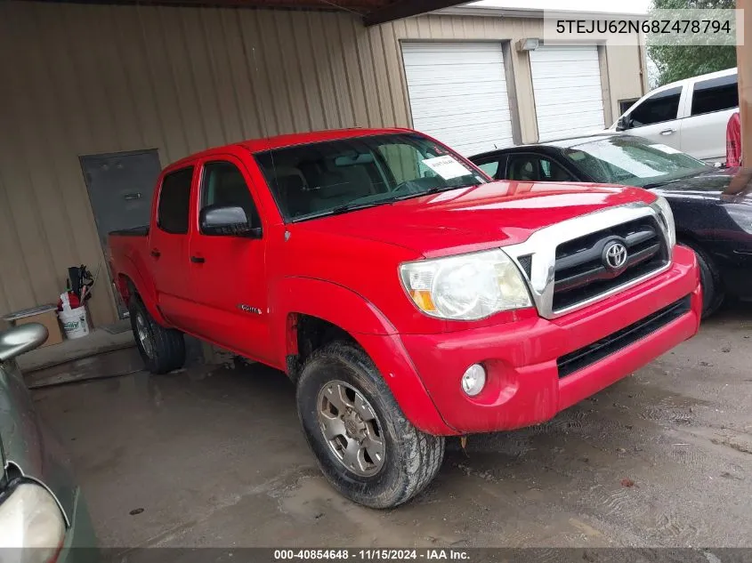 2008 Toyota Tacoma Prerunner V6 VIN: 5TEJU62N68Z478794 Lot: 40854648