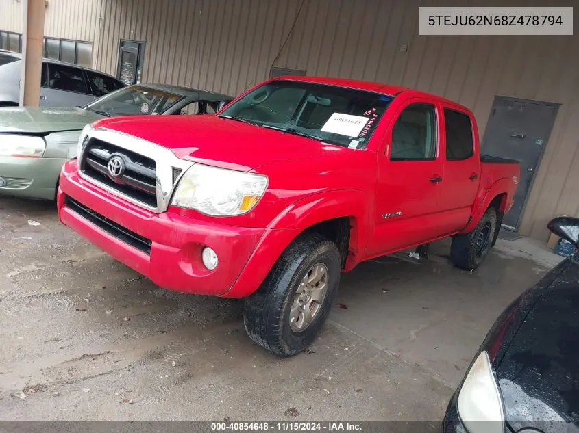 2008 Toyota Tacoma Prerunner V6 VIN: 5TEJU62N68Z478794 Lot: 40854648