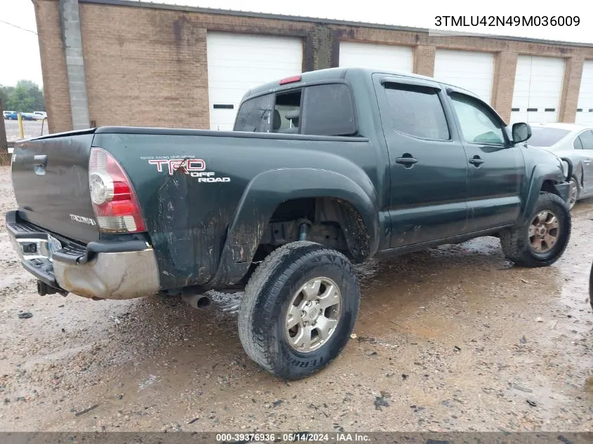 2009 Toyota Tacoma Base V6 VIN: 3TMLU42N49M036009 Lot: 39376936