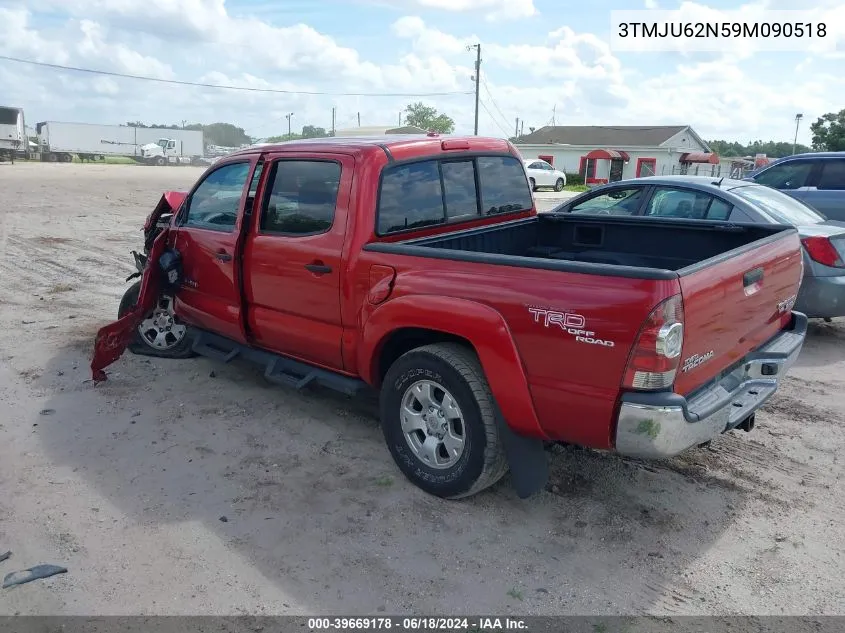 2009 Toyota Tacoma Prerunner V6 VIN: 3TMJU62N59M090518 Lot: 39669178