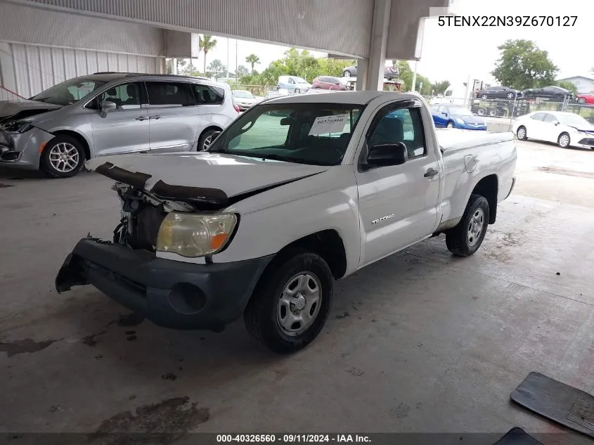 2009 Toyota Tacoma VIN: 5TENX22N39Z670127 Lot: 40326560