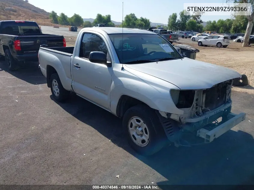 2009 Toyota Tacoma VIN: 5TENX22N89Z593366 Lot: 40374546