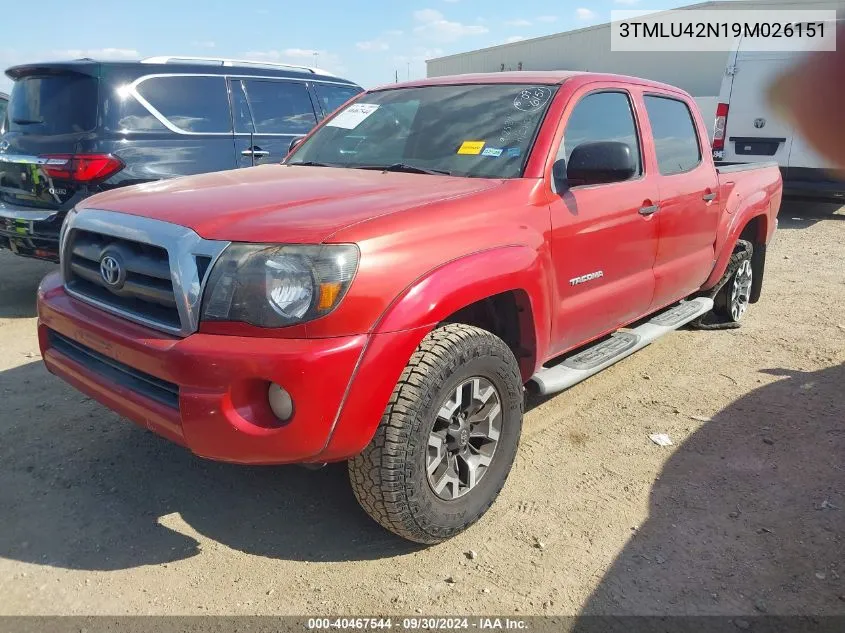 2009 Toyota Tacoma Base V6 VIN: 3TMLU42N19M026151 Lot: 40467544