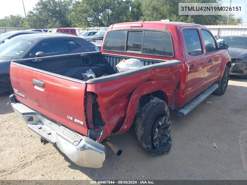 2009 Toyota Tacoma Base V6 VIN: 3TMLU42N19M026151 Lot: 40467544