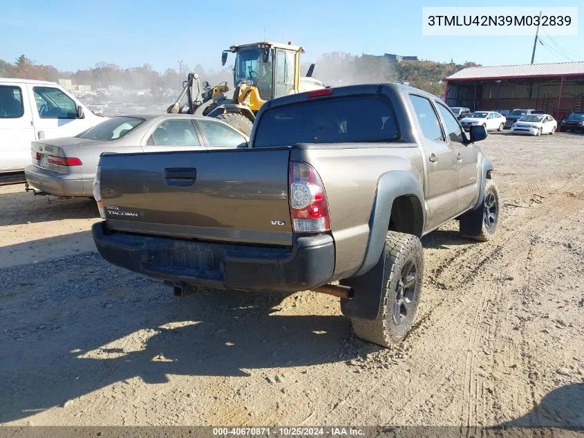 2009 Toyota Tacoma Base V6 VIN: 3TMLU42N39M032839 Lot: 40670871