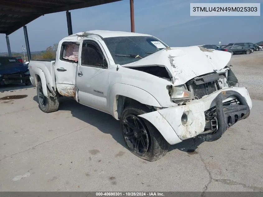 2009 Toyota Tacoma Base V6 VIN: 3TMLU42N49M025303 Lot: 40690301