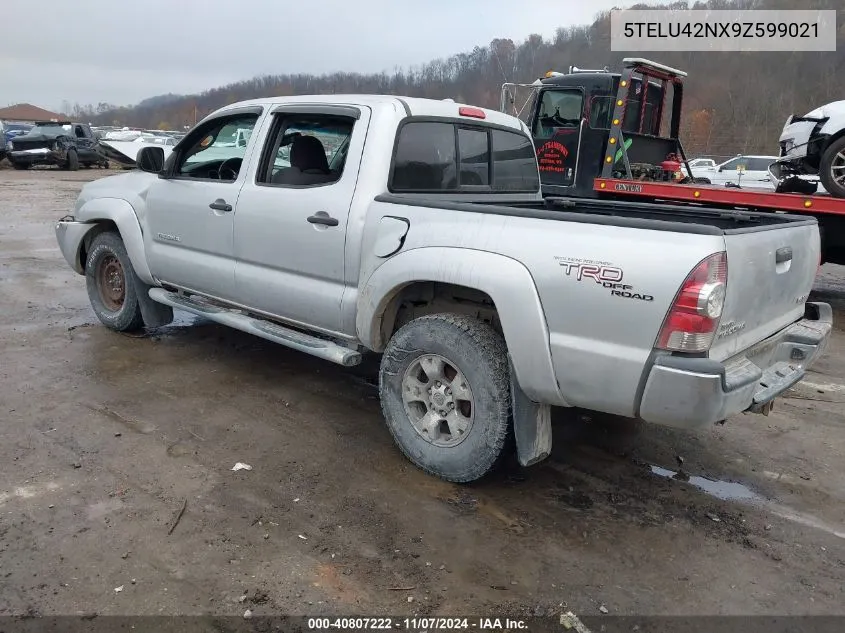 2009 Toyota Tacoma Double Cab VIN: 5TELU42NX9Z599021 Lot: 40807222