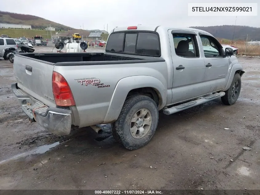 2009 Toyota Tacoma Double Cab VIN: 5TELU42NX9Z599021 Lot: 40807222