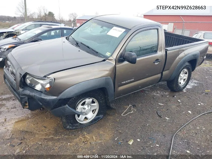 2009 Toyota Tacoma VIN: 5TEPX42N99Z628663 Lot: 40912105