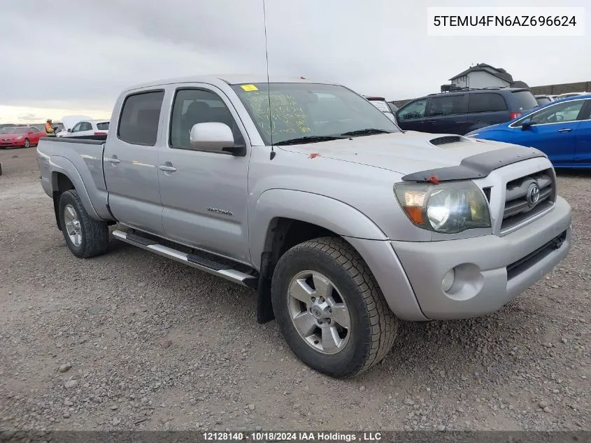 2010 Toyota Tacoma Double Cab Long Bed VIN: 5TEMU4FN6AZ696624 Lot: 12128140