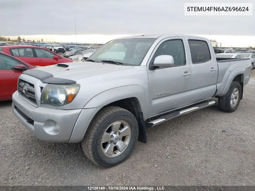 2010 Toyota Tacoma Double Cab Long Bed VIN: 5TEMU4FN6AZ696624 Lot: 12128140