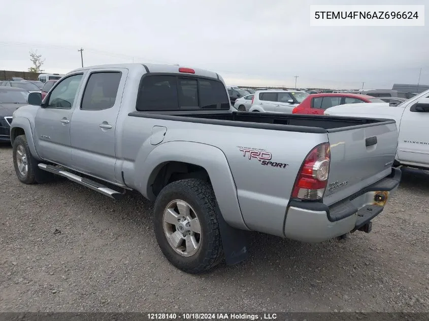 2010 Toyota Tacoma Double Cab Long Bed VIN: 5TEMU4FN6AZ696624 Lot: 12128140