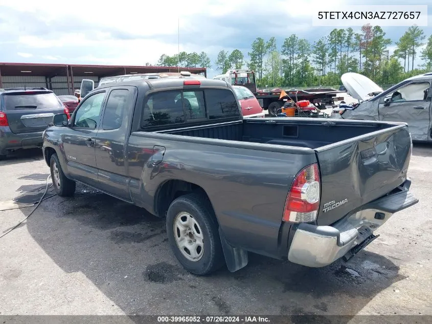 2010 Toyota Tacoma VIN: 5TETX4CN3AZ727657 Lot: 39965052