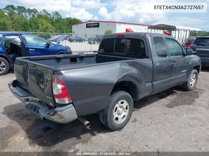 2010 Toyota Tacoma VIN: 5TETX4CN3AZ727657 Lot: 39965052