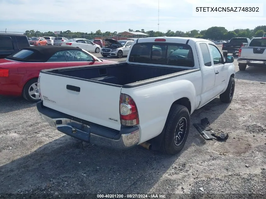 2010 Toyota Tacoma VIN: 5TETX4CN5AZ748302 Lot: 40201200