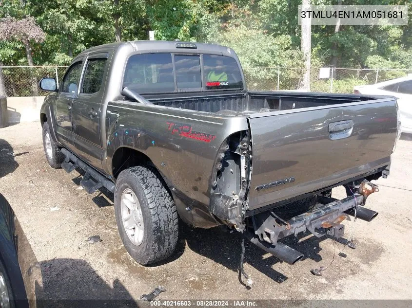 2010 Toyota Tacoma Base V6 VIN: 3TMLU4EN1AM051681 Lot: 40216603