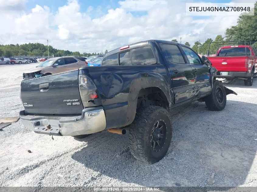 2010 Toyota Tacoma Prerunner V6 VIN: 5TEJU4GN4AZ708948 Lot: 40219245