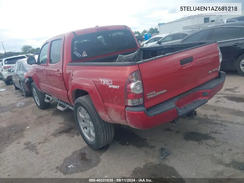 2010 Toyota Tacoma Base V6 VIN: 5TELU4EN1AZ681218 Lot: 40331035