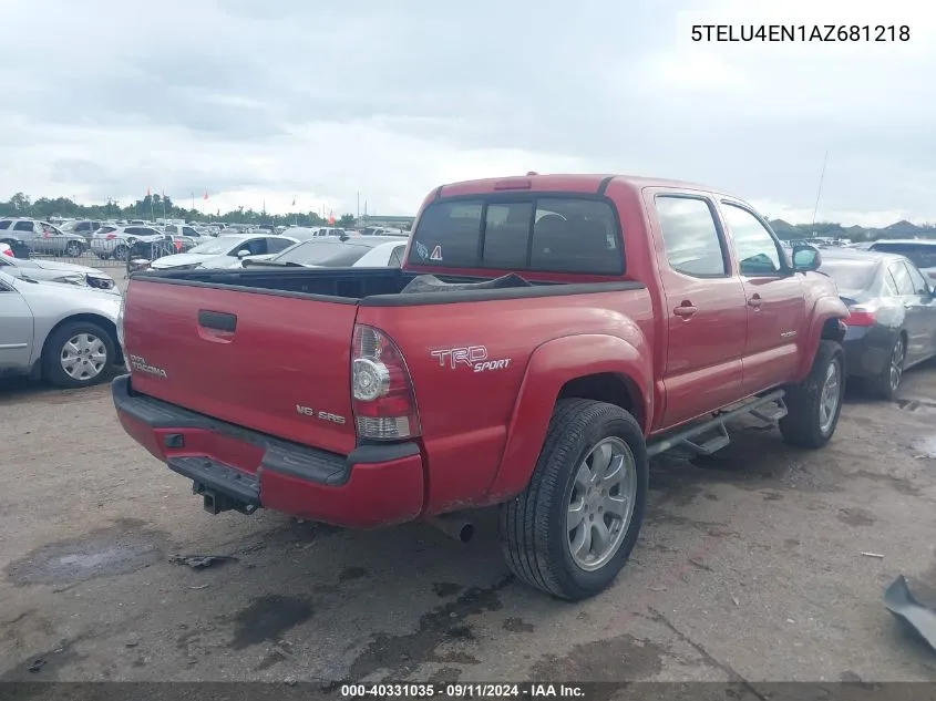 2010 Toyota Tacoma Base V6 VIN: 5TELU4EN1AZ681218 Lot: 40331035