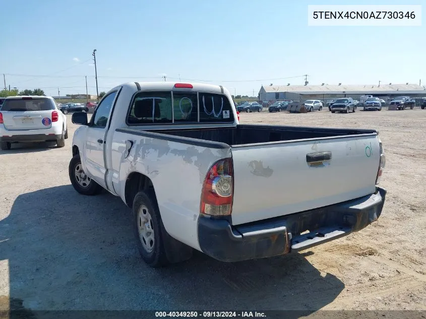 2010 Toyota Tacoma VIN: 5TENX4CN0AZ730346 Lot: 40349250