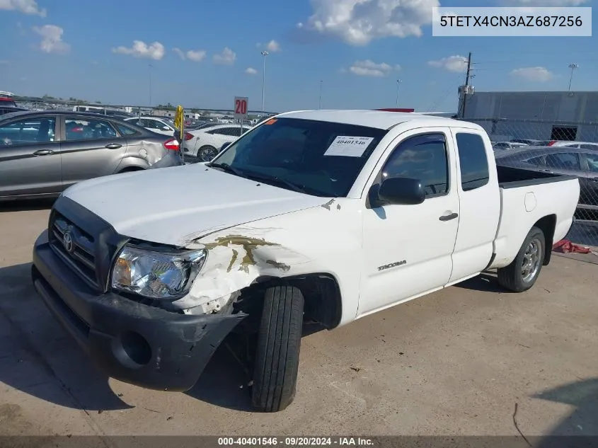 2010 Toyota Tacoma VIN: 5TETX4CN3AZ687256 Lot: 40401546