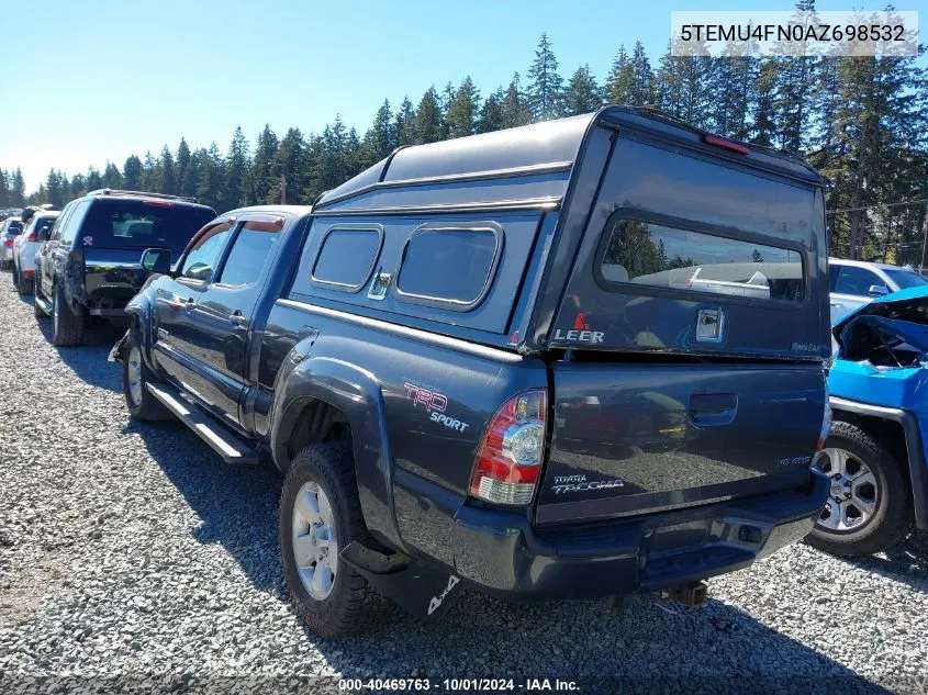 2010 Toyota Tacoma Double Cab Long Bed VIN: 5TEMU4FN0AZ698532 Lot: 40469763