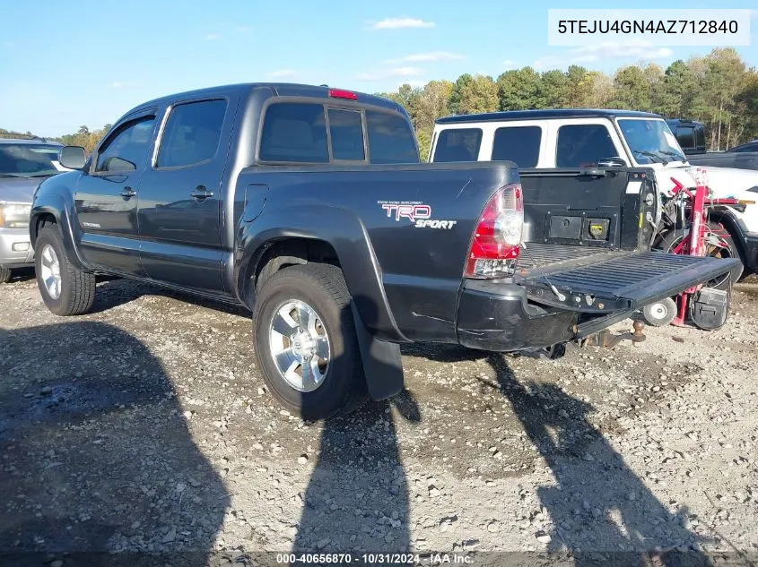 2010 Toyota Tacoma Double Cab Prerunner VIN: 5TEJU4GN4AZ712840 Lot: 40656870