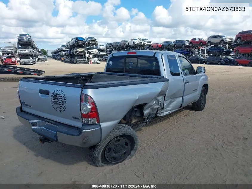 2010 Toyota Tacoma VIN: 5TETX4CN0AZ673833 Lot: 40838720