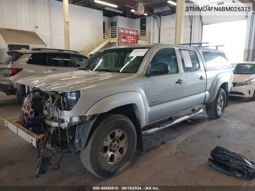 2011 Toyota Tacoma Base V6 VIN: 3TMMU4FN6BM026375 Lot: 40060510