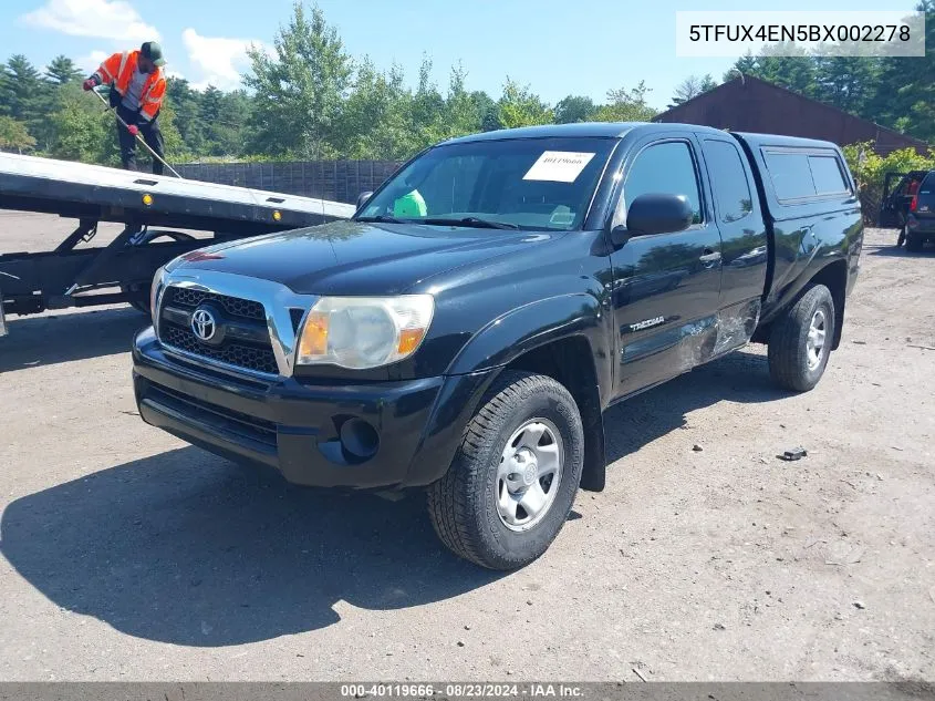 2011 Toyota Tacoma VIN: 5TFUX4EN5BX002278 Lot: 40119666