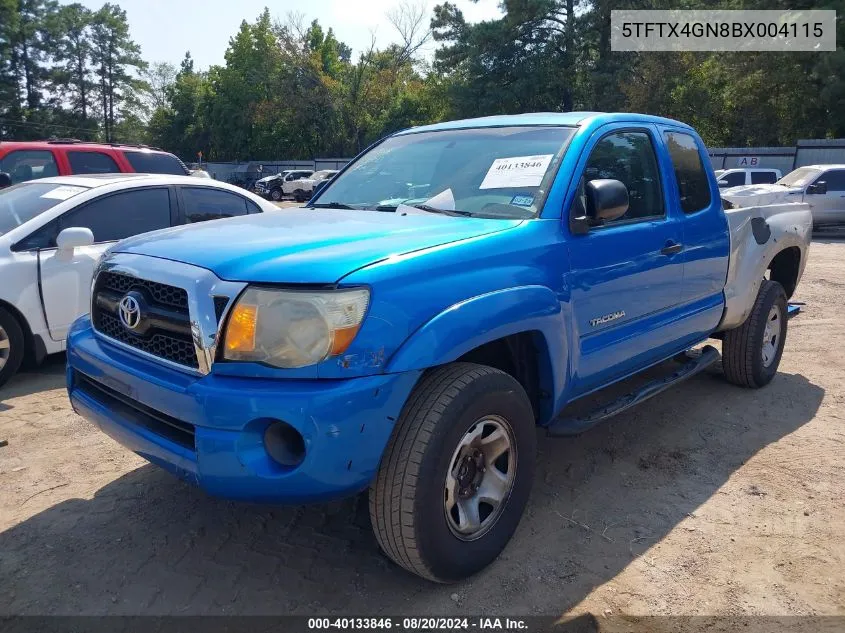 2011 Toyota Tacoma Prerunner VIN: 5TFTX4GN8BX004115 Lot: 40133846