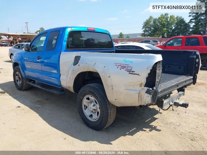 2011 Toyota Tacoma Prerunner VIN: 5TFTX4GN8BX004115 Lot: 40133846