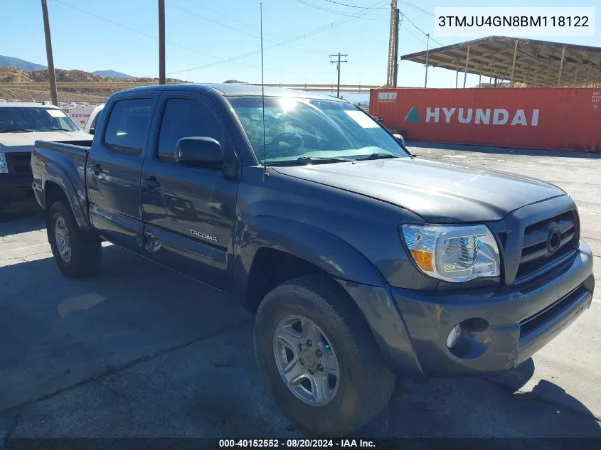 2011 Toyota Tacoma Prerunner V6 VIN: 3TMJU4GN8BM118122 Lot: 40152552