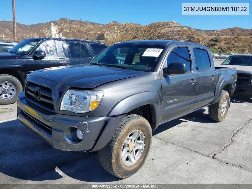 2011 Toyota Tacoma Prerunner V6 VIN: 3TMJU4GN8BM118122 Lot: 40152552