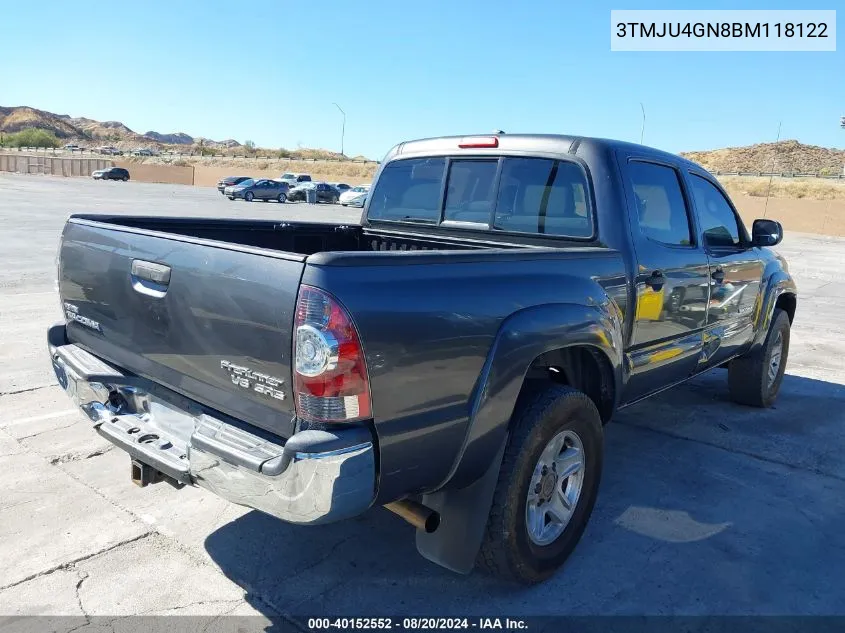 2011 Toyota Tacoma Prerunner V6 VIN: 3TMJU4GN8BM118122 Lot: 40152552