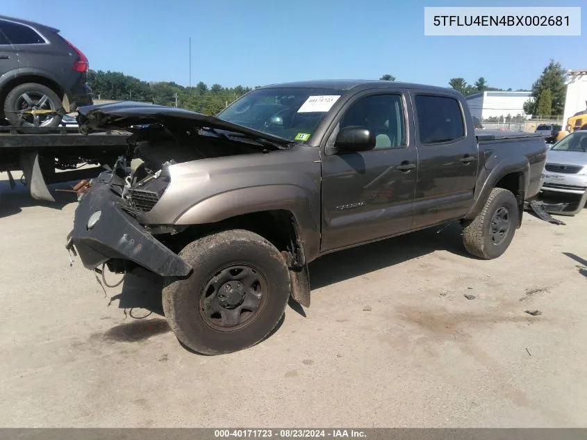 2011 Toyota Tacoma Base V6 VIN: 5TFLU4EN4BX002681 Lot: 40171723