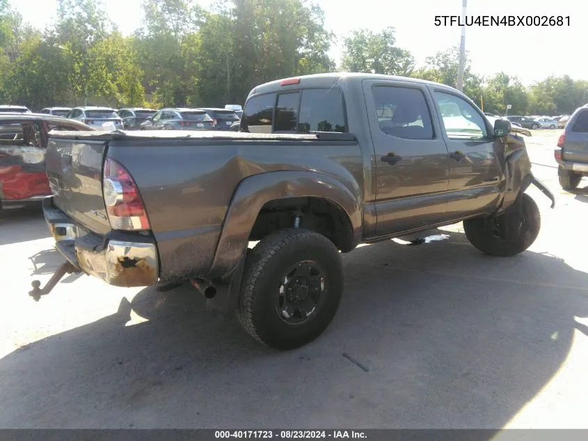 2011 Toyota Tacoma Base V6 VIN: 5TFLU4EN4BX002681 Lot: 40171723