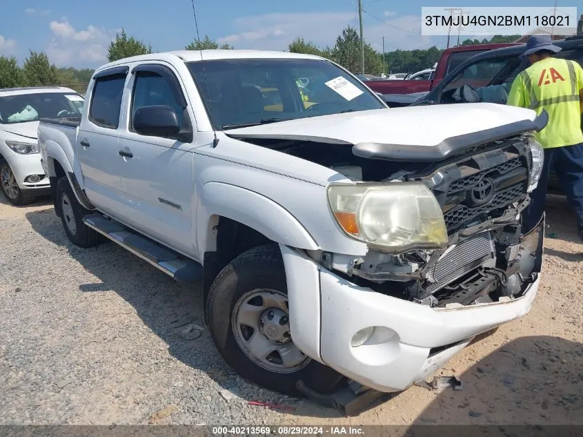 2011 Toyota Tacoma Prerunner V6 VIN: 3TMJU4GN2BM118021 Lot: 40213569