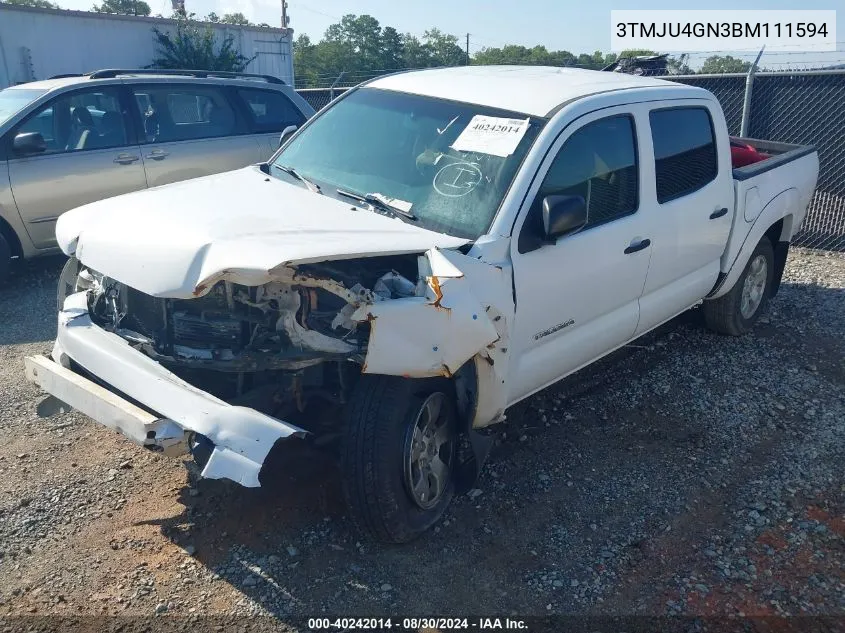 2011 Toyota Tacoma Prerunner V6 VIN: 3TMJU4GN3BM111594 Lot: 40242014