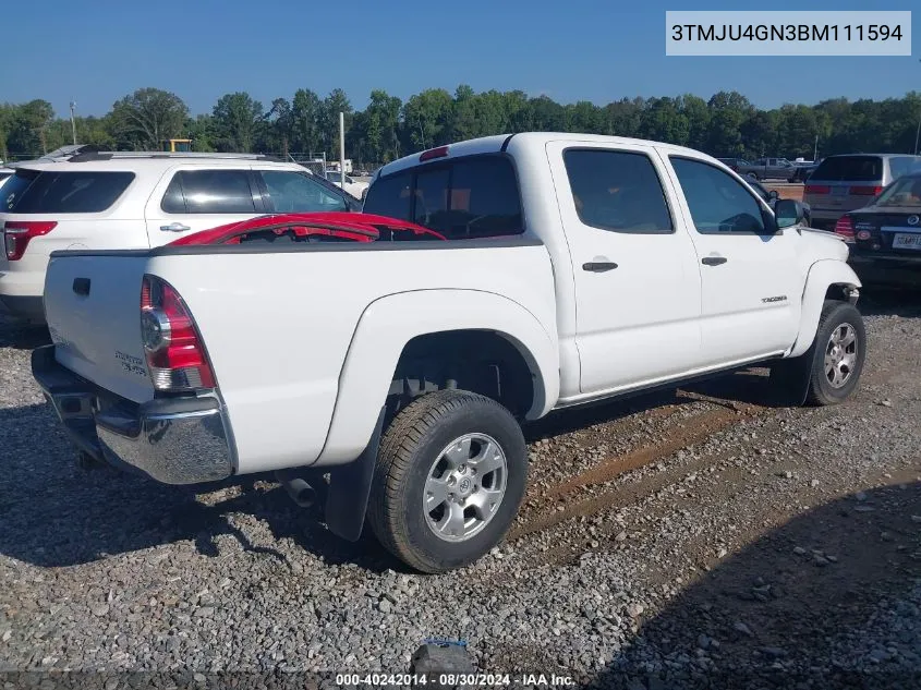 2011 Toyota Tacoma Prerunner V6 VIN: 3TMJU4GN3BM111594 Lot: 40242014