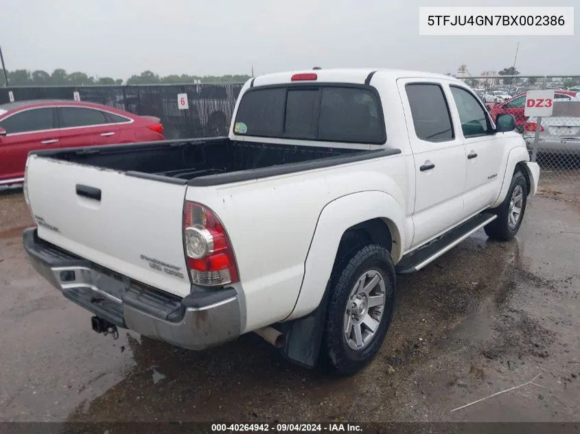 2011 Toyota Tacoma Prerunner V6 VIN: 5TFJU4GN7BX002386 Lot: 40264942