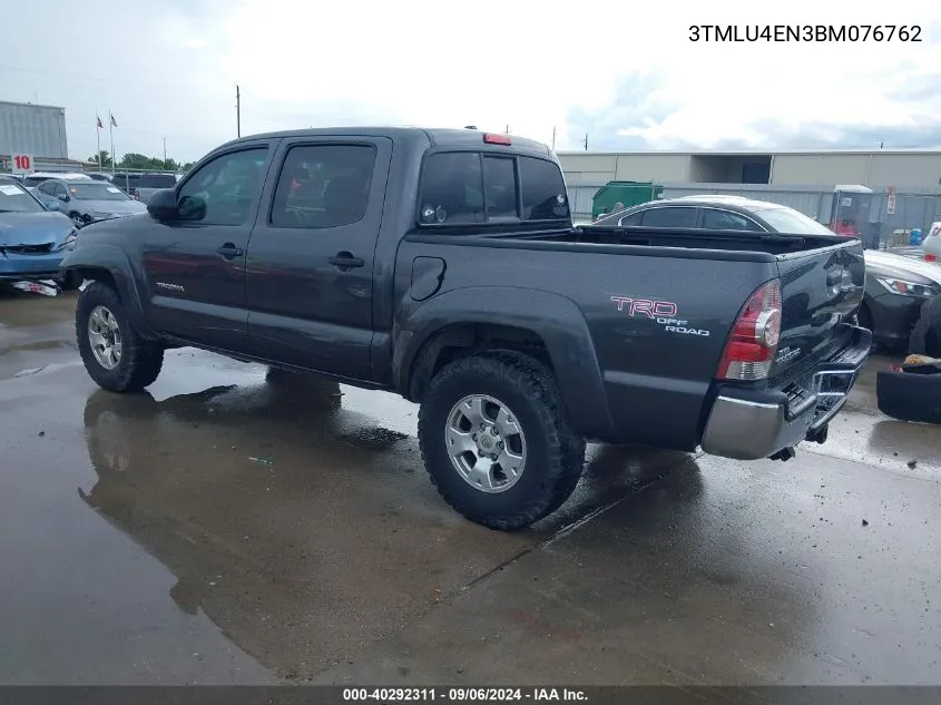 2011 Toyota Tacoma Base V6 VIN: 3TMLU4EN3BM076762 Lot: 40292311