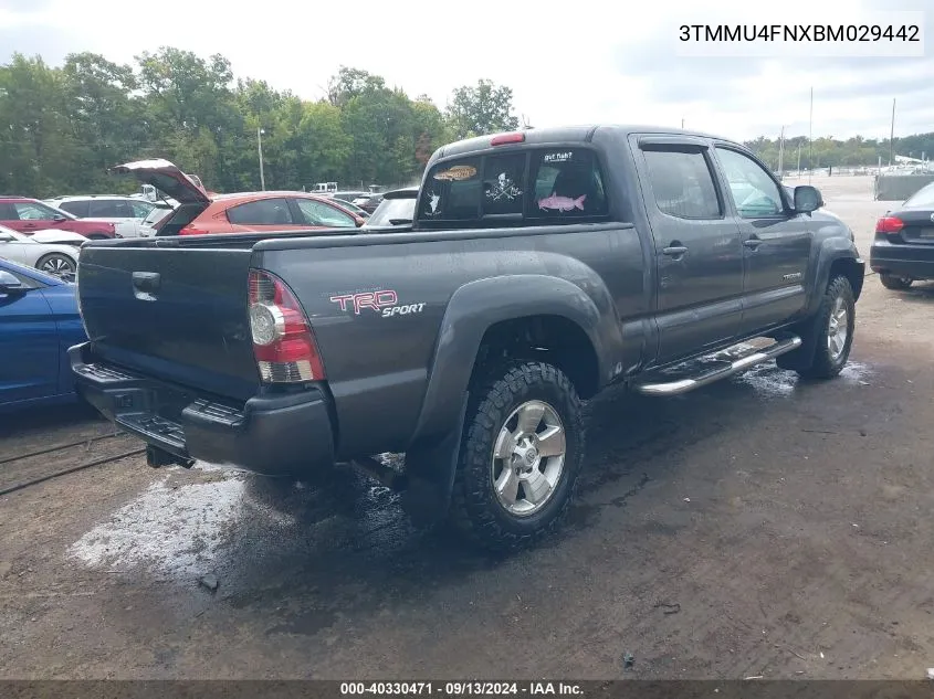 2011 Toyota Tacoma Double Cab Long Bed VIN: 3TMMU4FNXBM029442 Lot: 40330471