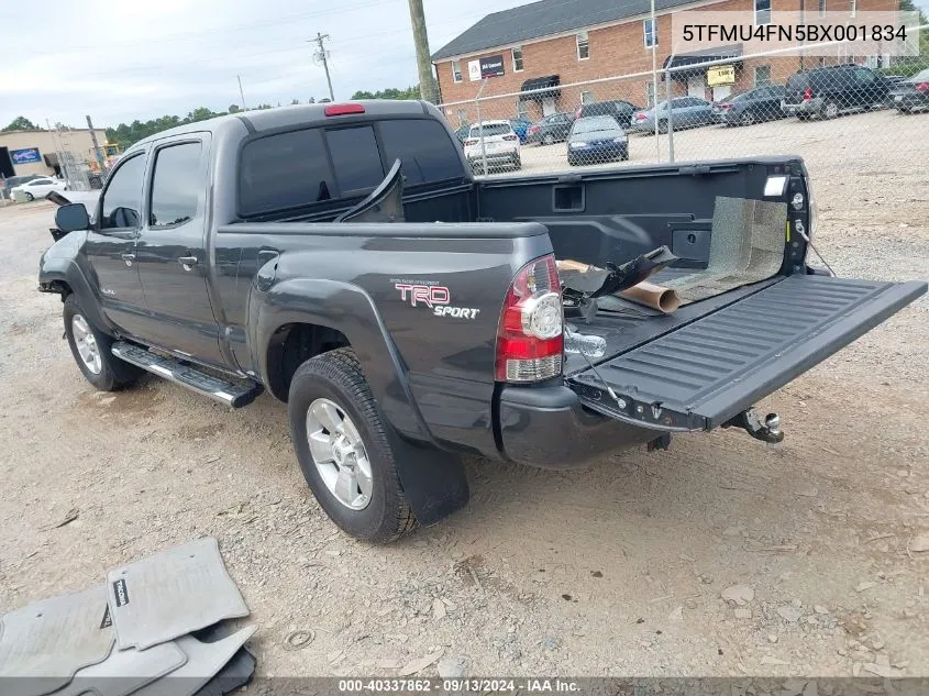 2011 Toyota Tacoma Double Cab Long Bed VIN: 5TFMU4FN5BX001834 Lot: 40337862