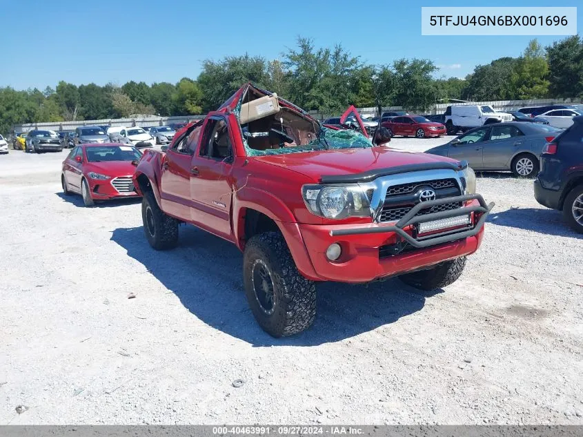 2011 Toyota Tacoma Double Cab Prerunner VIN: 5TFJU4GN6BX001696 Lot: 40463991