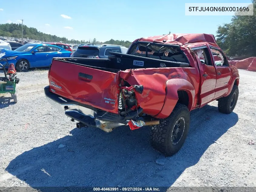 2011 Toyota Tacoma Double Cab Prerunner VIN: 5TFJU4GN6BX001696 Lot: 40463991