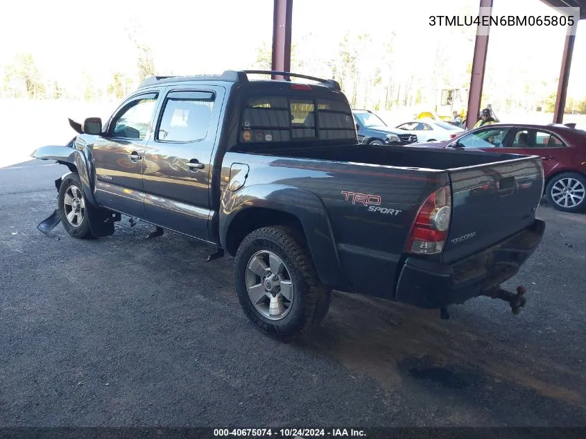 2011 Toyota Tacoma Double Cab VIN: 3TMLU4EN6BM065805 Lot: 40675074