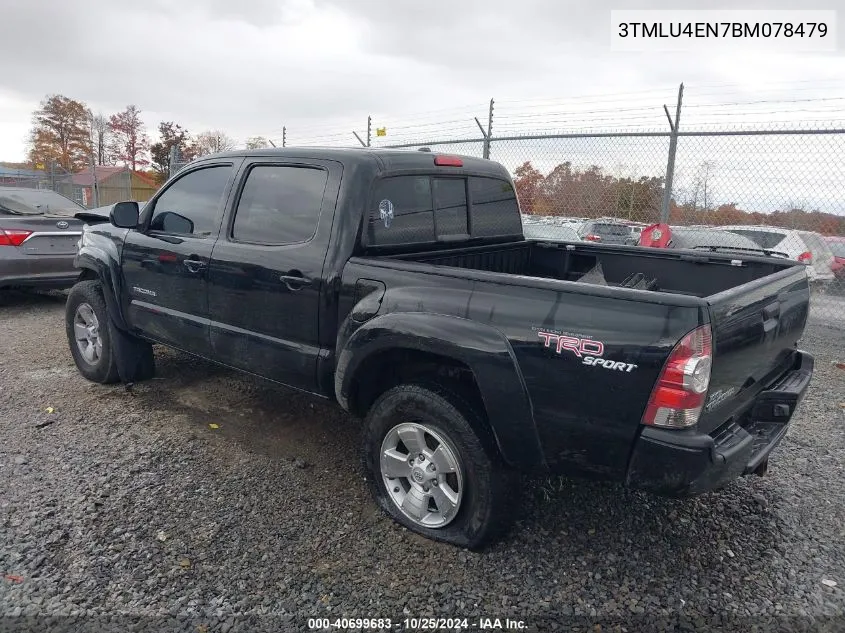 2011 Toyota Tacoma Double Cab VIN: 3TMLU4EN7BM078479 Lot: 40699683