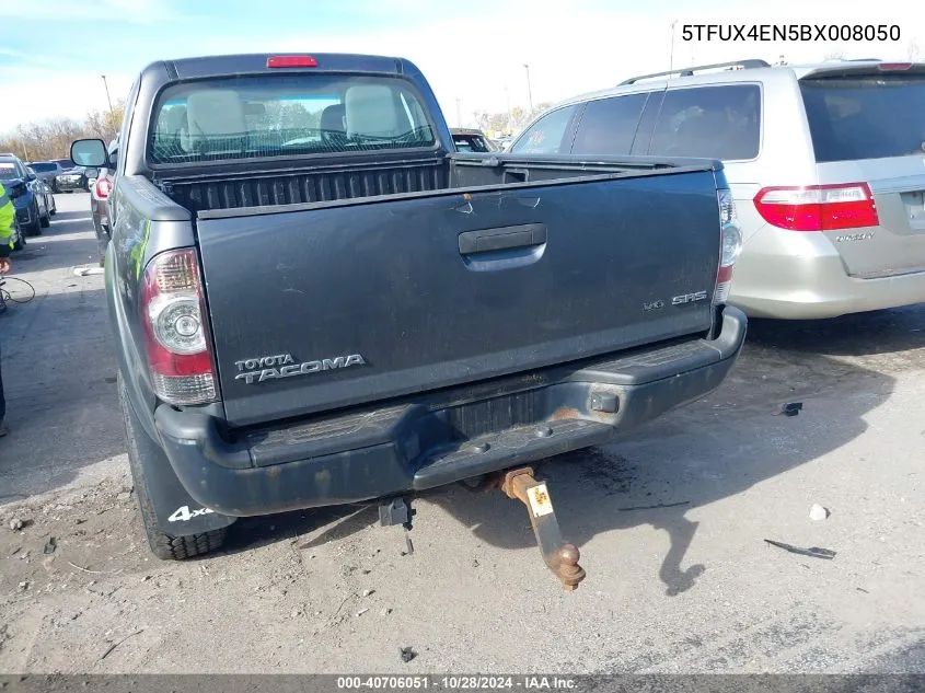 2011 Toyota Tacoma VIN: 5TFUX4EN5BX008050 Lot: 40706051