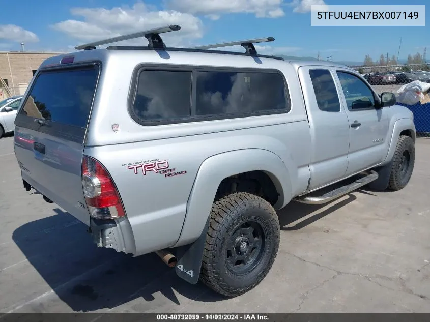 2011 Toyota Tacoma Base V6 VIN: 5TFUU4EN7BX007149 Lot: 40732059